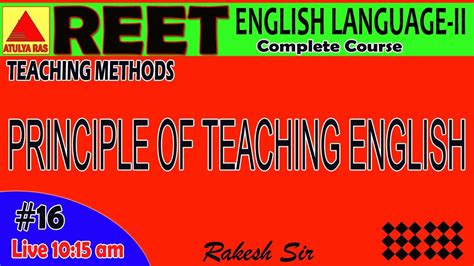 Reet English Principle Of Teaching English Teaching Methods Level