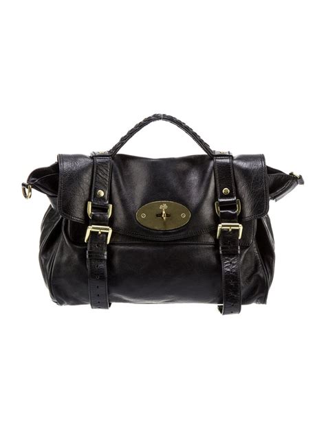 Mulberry Leather Braided Handle Bag - Black Handle Bags, Handbags ...