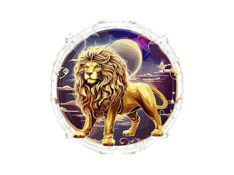 Leo Signo Del Zodíaco Dorado Estilo Cósmico Del Zodiaco Leo En Círculo