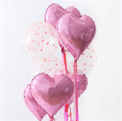 Pink Heart Shaped Foil Balloons With Tassels