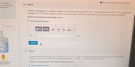 Solved Review Constants Periodic Table Of A Gas Is Part A E