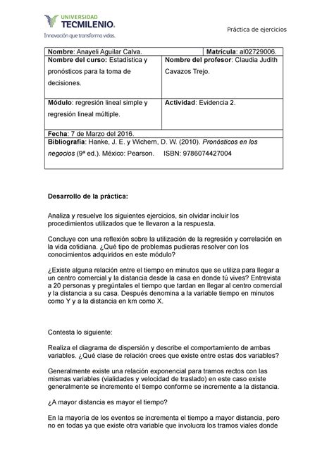 Estadistica evidencia 2 Nombre Anayeli Aguilar Calva Matrícula