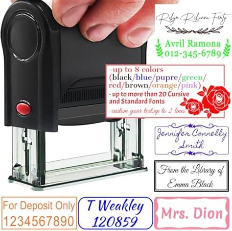 Custom Self Inking Rubber Stamp 3 Line Black Office