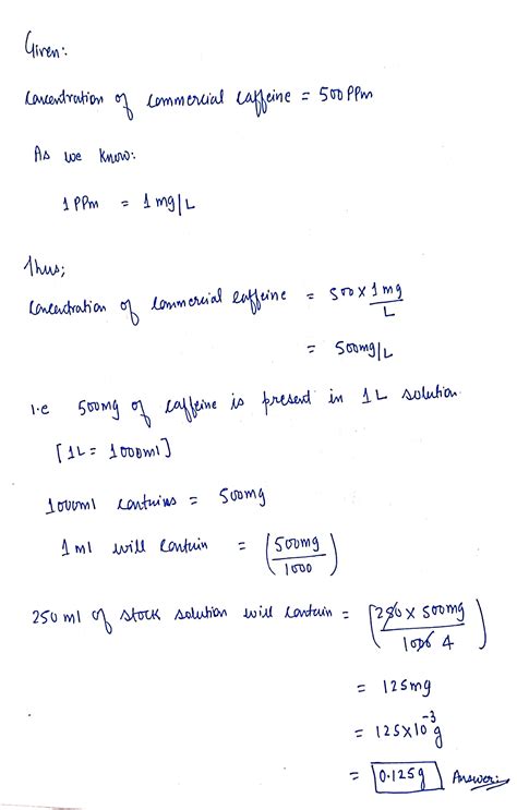 Solved Calculate The Mass In Grams Of Commercial Caffeine Needed To