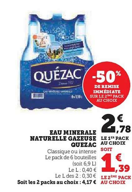 Promo Eau Minérale Naturelle Gazeuse Quézac chez Super U iCatalogue fr