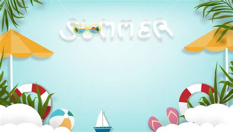 Summer Background With Beach Vacation Holiday Theme With White Wave Layer And Copy Spacevector