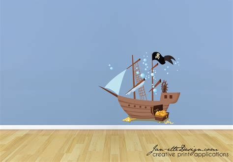 Pirate Ship Wall Decal,kids Ocean Wall Stickers,removable and Repositionable Fabric Wall Decals ...