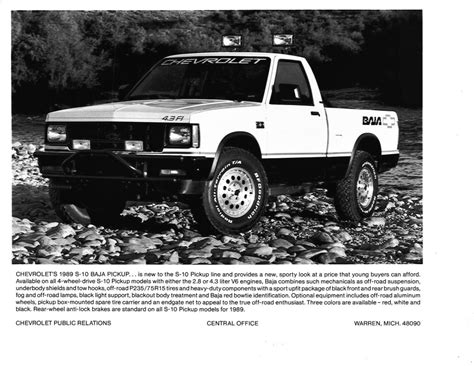 » 1989 Chevrolet S-10 Baja Press Releases