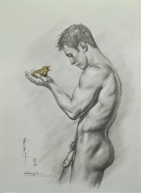 Pencil Drawing Male Nude A Nestling Drawing By Hongtao Huang Fine Art America