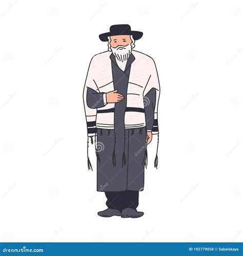 Elderly Jewish Religious Orthodox Man Sketch Vector Illustration