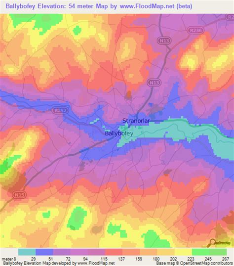 Elevation of Ballybofey,Ireland Elevation Map, Topography, Contour