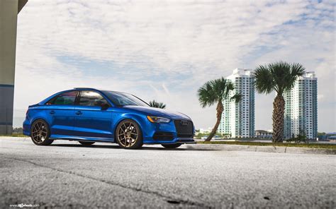 Royal Blue Audi A3 with Matte Bronze Avant Garde Wheels — CARiD.com Gallery