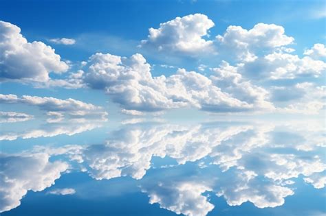 Premium Photo Pure White Clouds Of The Sky Reflected In The Water Of