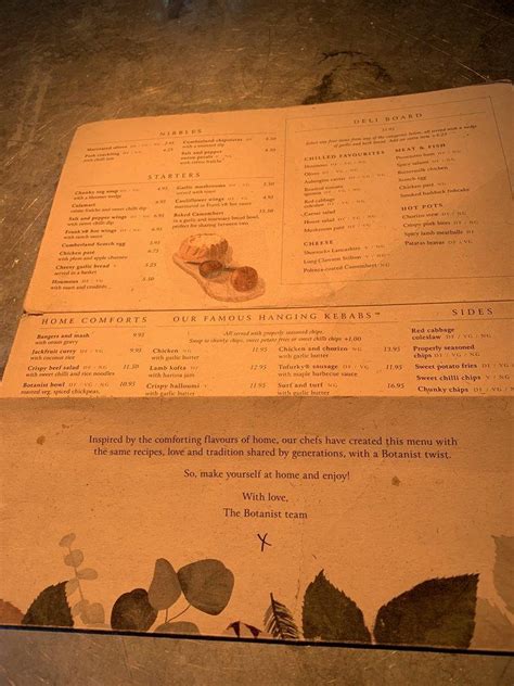 Menu At The Botanist Bar And Restaurant Sheffield Sheffield