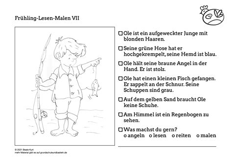 Im Frühling Lesen und dann malen 7 Grundschule und Basteln