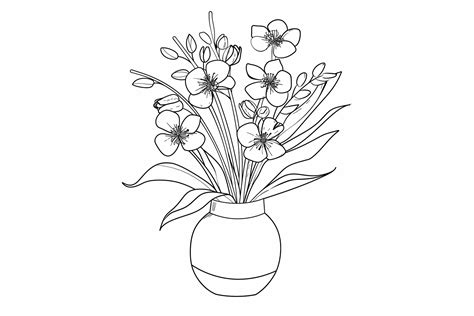 Flower Arrangement Coloring Page Graphic By Forhadx5 · Creative Fabrica