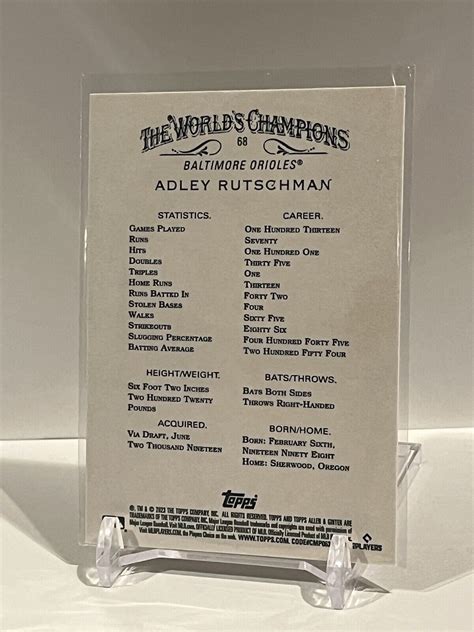 Topps Allen Ginter Adley Rutschman Rc For Sale Online Ebay