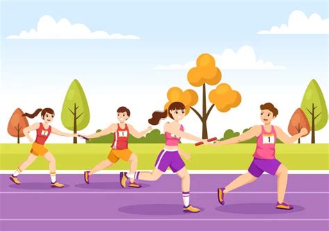 Best Relay race Illustration download in PNG & Vector format