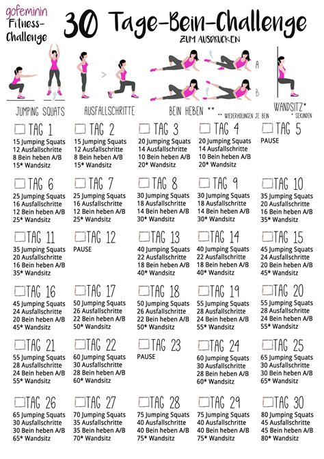 30 Tage Bein Challegne 30 Day Leg Challenge Month Workout Challenge Workout Schedule Health