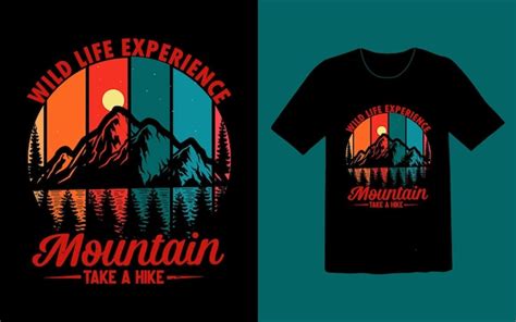 Design De Camiseta De Montanha Vintage Retr Vetor Premium