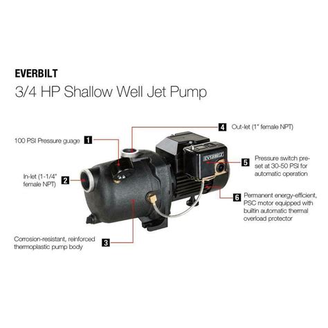 Everbilt J200A3 Heavy Duty Dual Pump Automatic 3 4 HP Shallow Well Jet