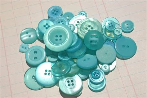 Aqua Teal Buttons Assorted Round Sewing Double Pack 100