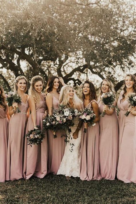 Fall Boho Chic Wedding Dusty Rose Bridesmaid Dresses And Sage