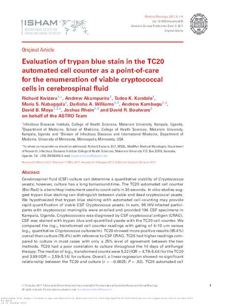 Pdf Evaluation Of Trypan Blue Stain In The Tc20 Automated Cell