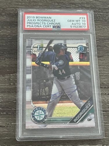 Julio Rodriguez 2019 Bowman Chrome IP Auto PSA 10 DNA 10 Rookie Card EBay