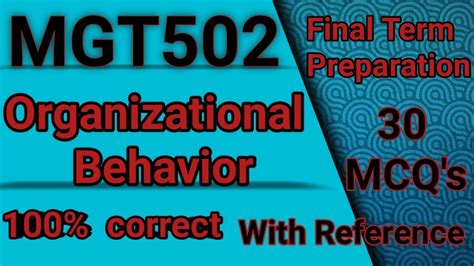 Mgt Final Term Preparation Correct Solution With Reference