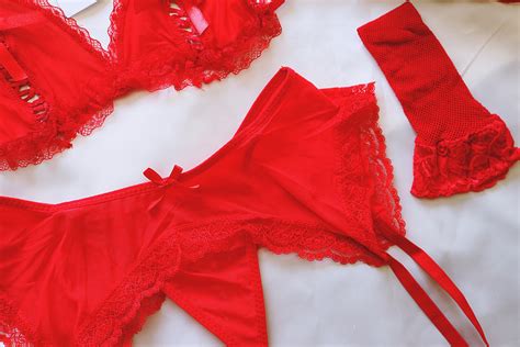 Red Love 3 Piece Lace Lingerie Set Sexy Lingerie Set Bride Etsy