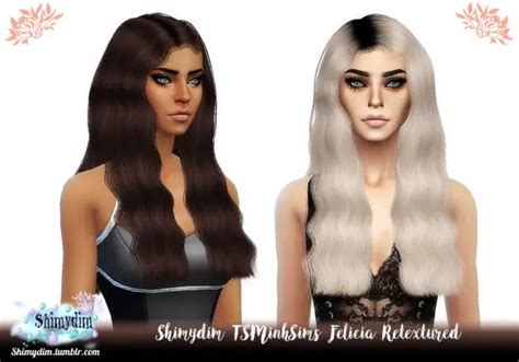 Shimydim TSMinh S Felicia Hair Retextured Sims 4 Hairs