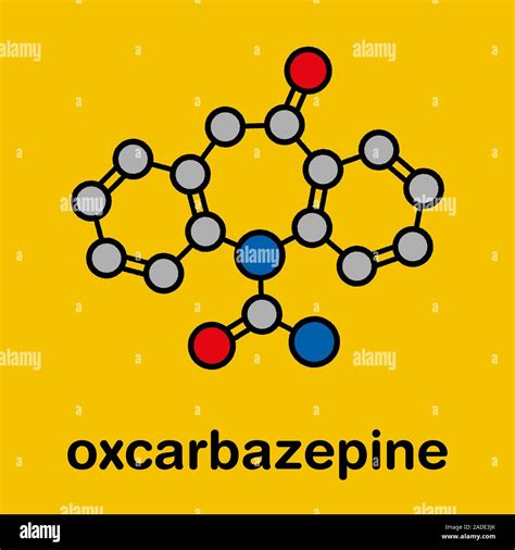 Oxcarbazepine epilepsy drug molecule. Stylized skeletal formula ...