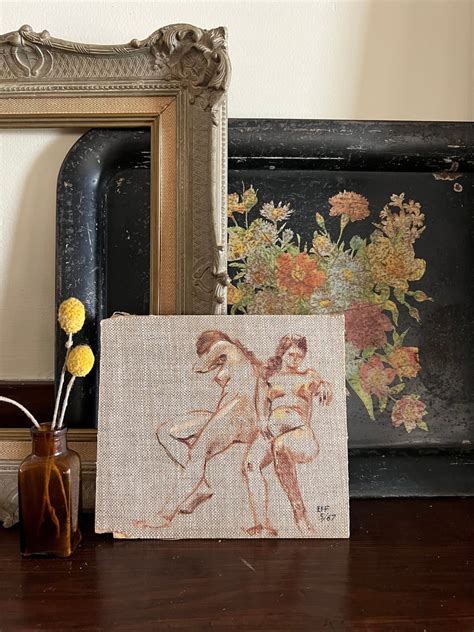 Rare Original Vintage Signed Nude Art Study Painting Simplicity