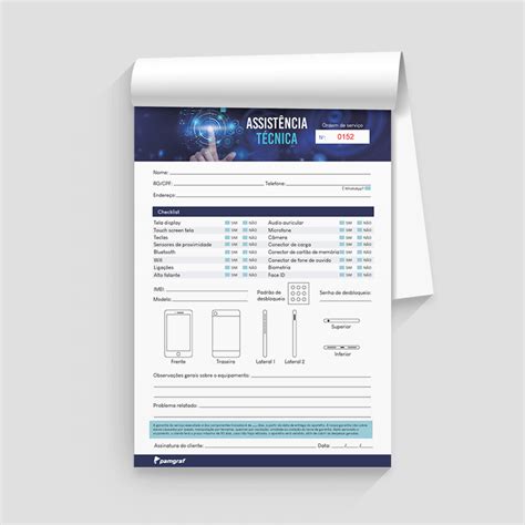 1 Bloco 100 Fls para Ordem de Serviço Assistência Técnica para