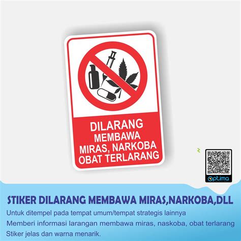 Jual Stiker Dilarang Membawa Miras Narkoba Obat Terlarang 10 X 15 Cm