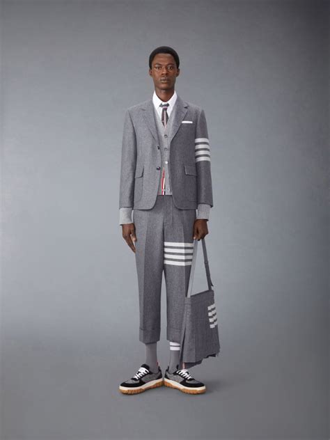 Flannel 4 Bar Unstructured Straight Fit Sport Coat Thom Browne