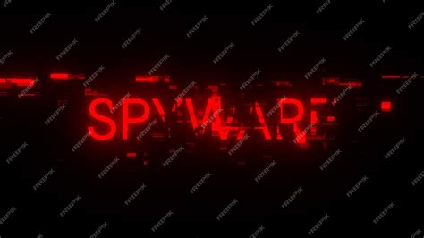 Premium Photo | 3D rendering spyware text with screen effects of technological glitches