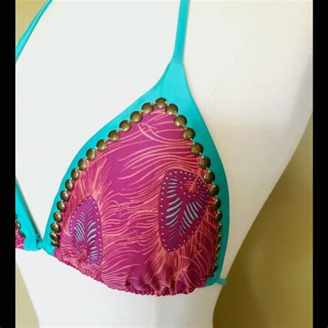 Vix Swim Vix Pink Peacock Feather Studded Bikini Poshmark