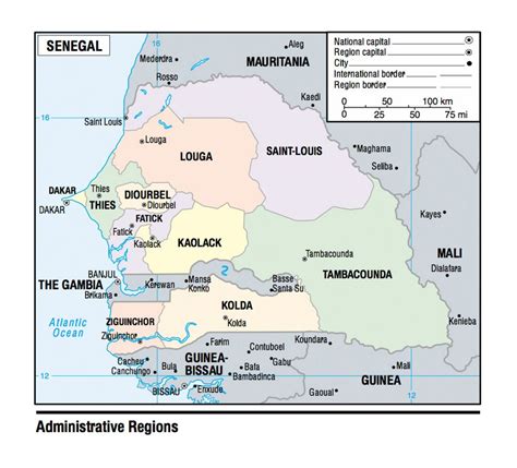 Map of Senegal Administrative Regions - 2003 | Senegal | Africa ...