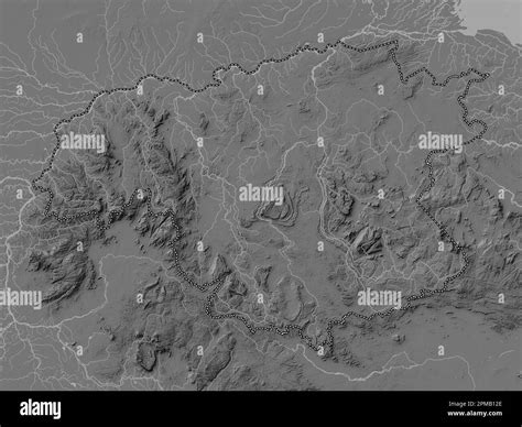 Bolivar State Of Venezuela Bilevel Elevation Map With Lakes And