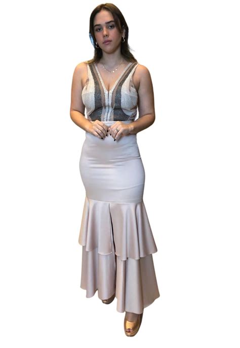 Vestido Camadas De Luxo Nude Skunk Ellen Baptista Store Loja De Roupas Femininas Masculinas