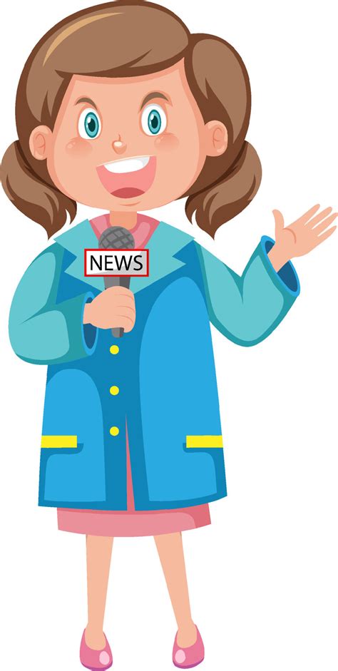 Female News Reporter Cartoon Character 7252735 Vector Art At Vecteezy