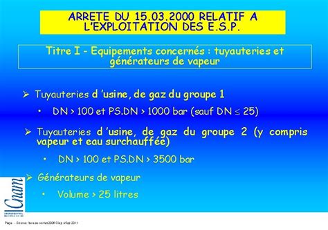 REGLEMENTATION DES EQUIPEMENTS SOUS PRESSION Equipements Conventionnels