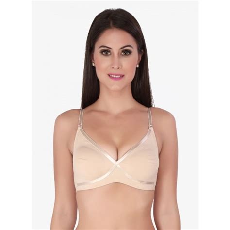 Buy Soie Womens Crossover Seamless Organic Cotton Bra Sbeige Online