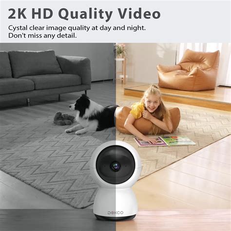 DEKCO 2K Smart Indoor Camera - Motion Detection & Tracking, 360° PTZ ...