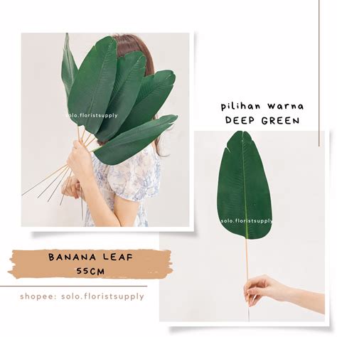 Jual Banana Leaf Daun Pisang Plastik Latex Tropical Leaf Flower Silver