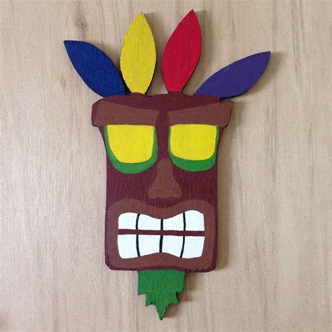 Crash Bandicoot Mask Aku Aku Handmade Wooden By Wormswoodshack