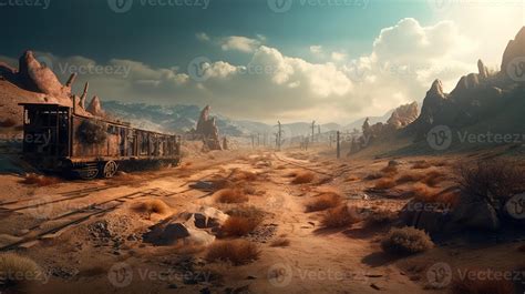 Wasteland Fantasy Backdrop Concept Art Realistic Illustration