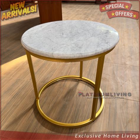 Jual Meja Marmer Bulat Meja Sudut Marmer Putih Side Table Marmer Asli